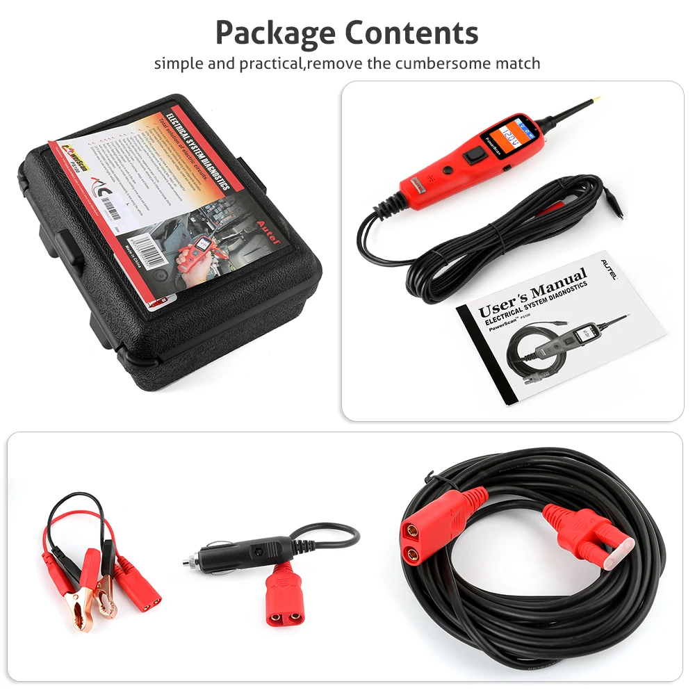 Autel PowerScan PS100 Electrical Automotive Circuit Tester Tool 12V/24V AVOmeter Diagnostic Tool