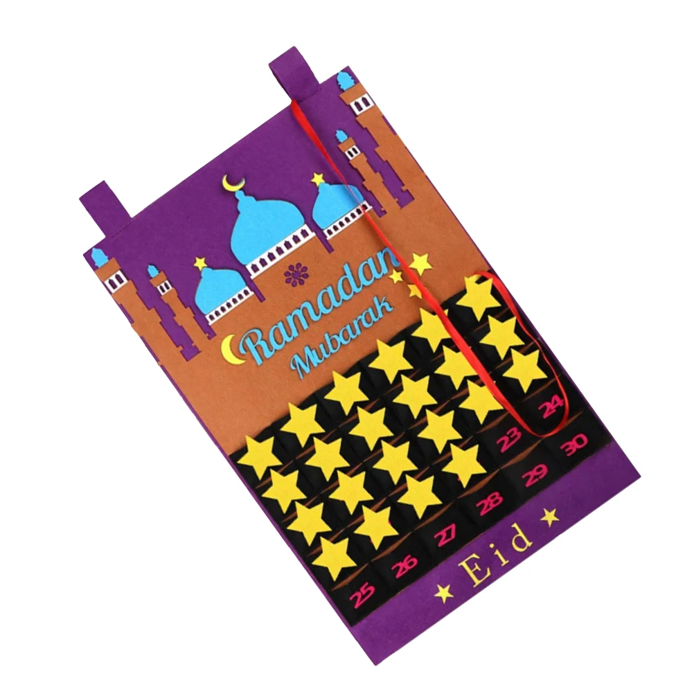 

Eid Countdown Wall Calendar Purple Reusable Mubarak Decor Party Home Gift Eid Countdown Calendar Hanging Decor
