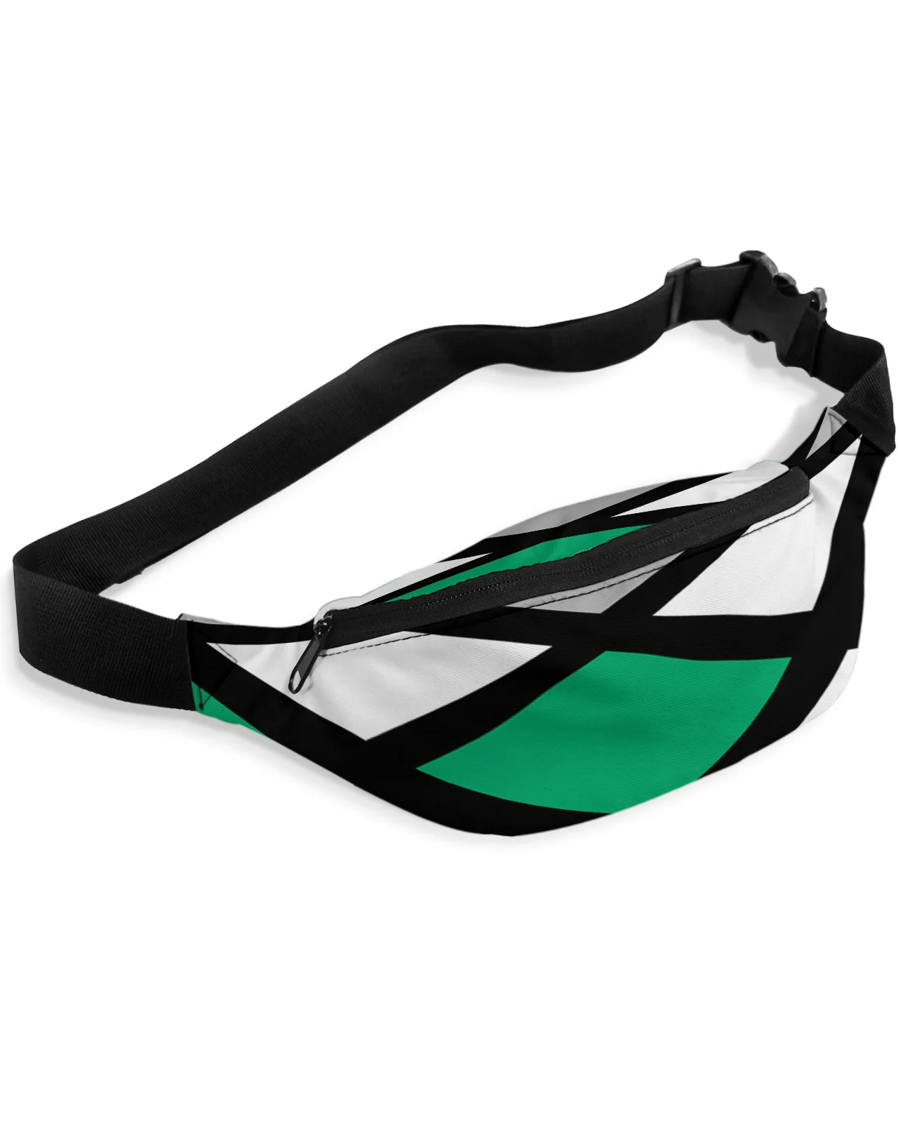 Jade Green Black Grey Geometric Square Men Women Waist Bag Fanny Pack Phone Belt Bag Wallet Pouch Waterproof Banana Hip Bags