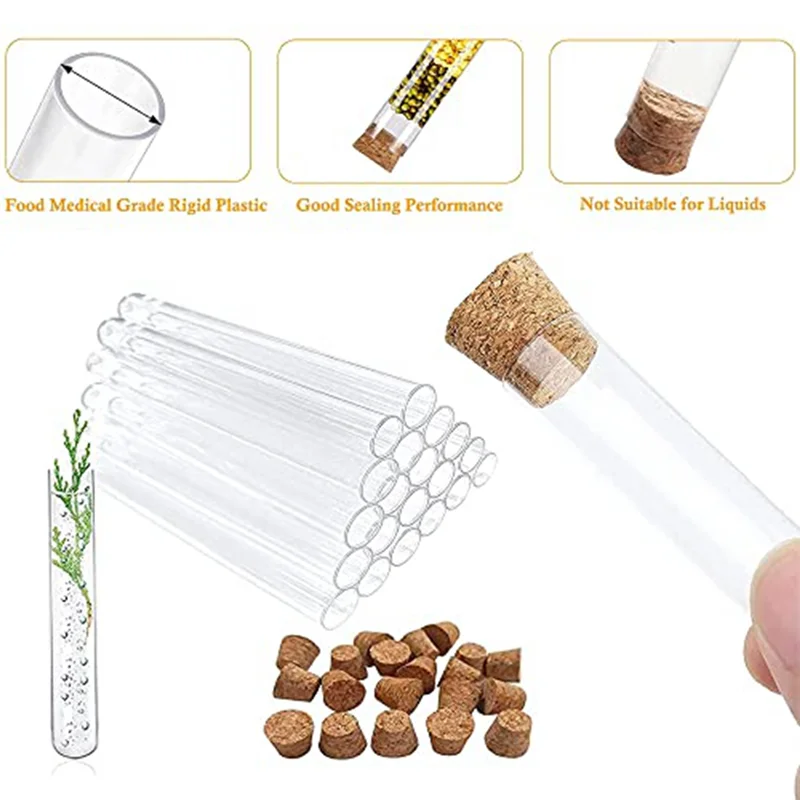 A44F-Pack Of 40 20Ml Test Tubes For Flowers Test Tubes With Cork For DIY Craft Candy Liquids Spices Flowers 150X16mm