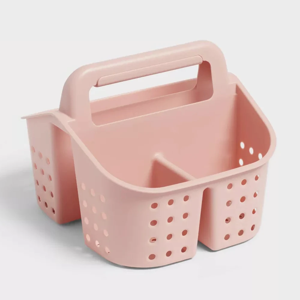 

Portable Plastic Shower Caddy with Handle for College Dorm,Bathroom Toiletry Basket Organizer for Laundry Cleaning supplies,Pink