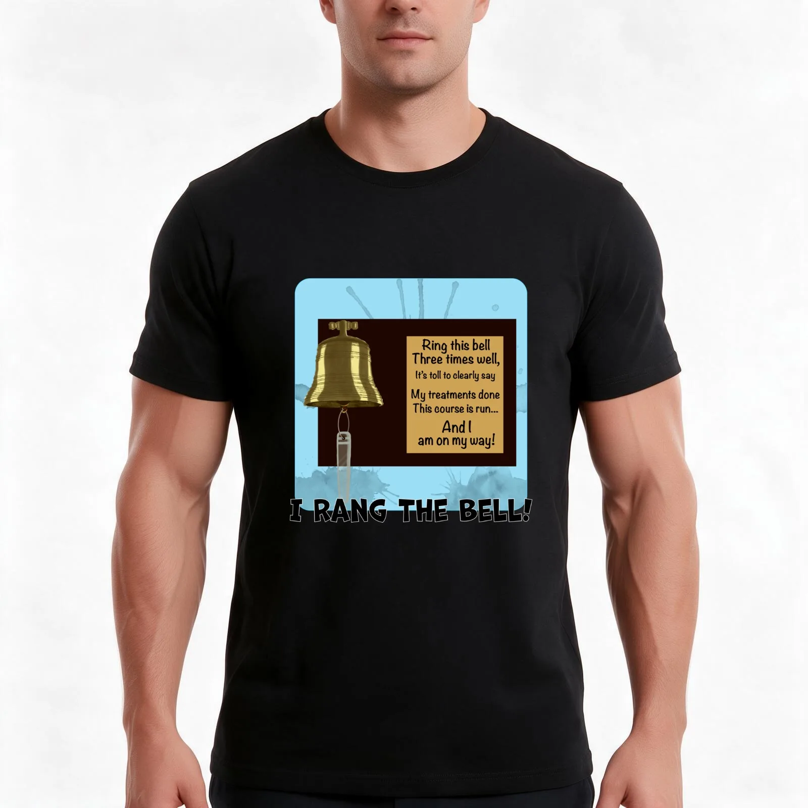 I Rang The Cancer Treatment Bell T-Shirt, Summer Casual Cotton Tee, Oversized Streetwear Tops, Vintage Graphic Print