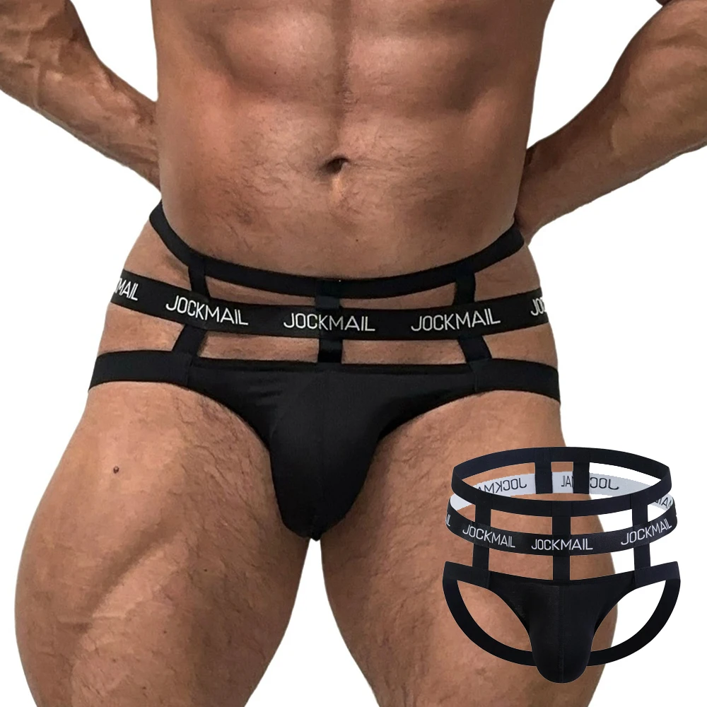 

3pcs Gay Underwear Sexy High Waist Bandages Thong Man Seductive Formal Black White Lingerie New Jockstrap Men JOCKMAIL Brazilian