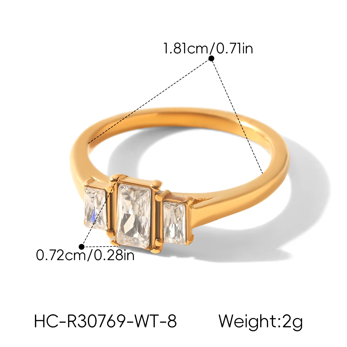 Kubischer Zirkonia Gedrehter Ring 18K Vergoldeter Edelstahl Damen Zierlicher Kristall Minimalistischer Wasserfester Anlauffreier Hochzeitsgeschenk – Detail 9