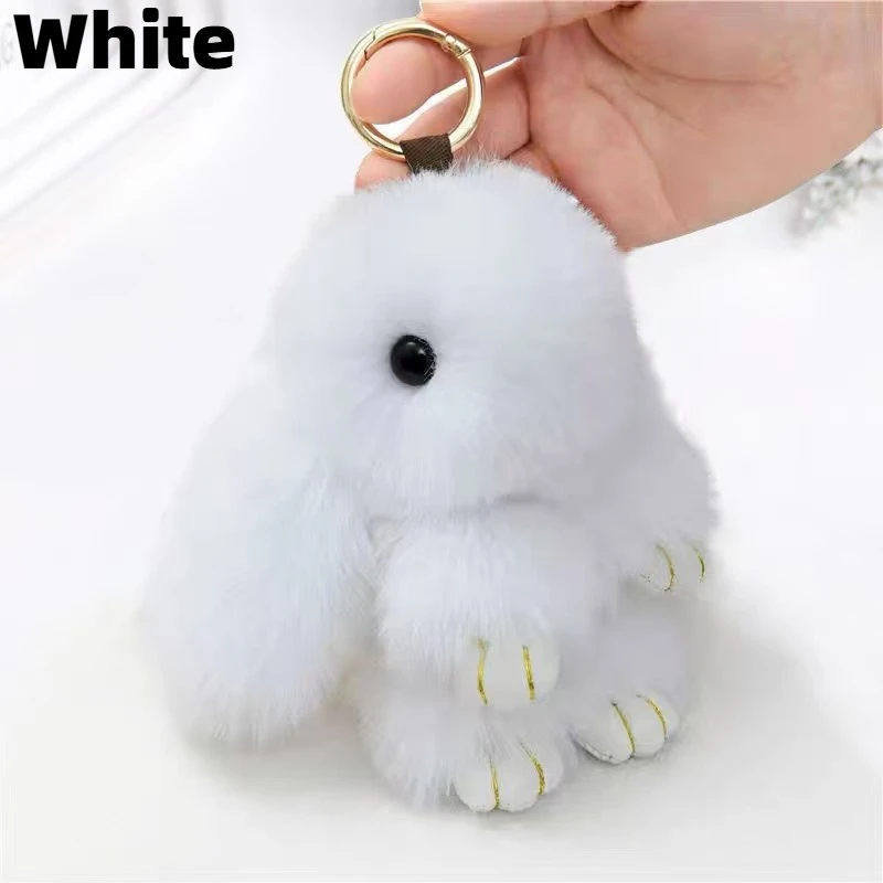 พวงกุญแจกระต่ายปอมปอม ขนปุย ของขวัญสำหรับผู้หญิง สาวๆ กระเป๋า รถยนต์ พวงกุญแจน่ารัก จี้ห้อย