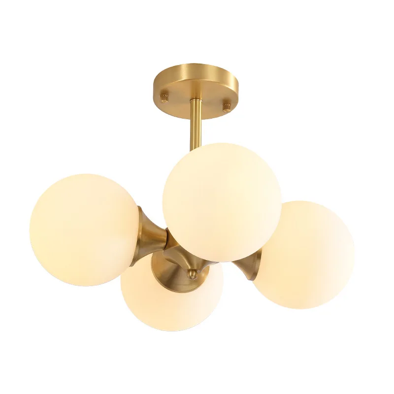 

Nordic, all copper, master bedroom glass chandelier creative personality simple