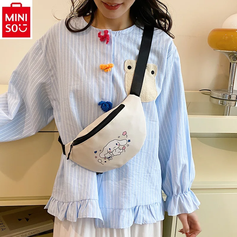 MINISO Sanrio Jade Guigou Printed Outdoor Portable Phone Bag for Women High Quality Lightweight and Versatile Storage Waist Bag