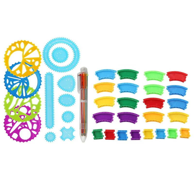 22Pcs Drawing Toys Spirograph Interlocking Gears & Wheels Design Drawing Accessories Creative Kids