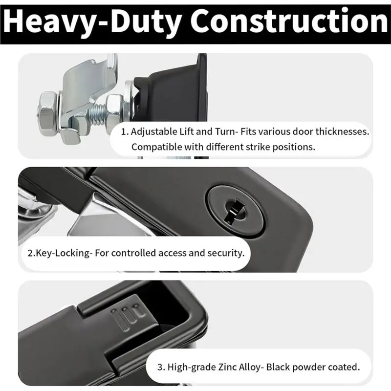 B08B-Zinc Alloy Push-To-Close Latches For Electrical Cabinet, Toolbox Flush Mount Compression Trigger 2-Pack