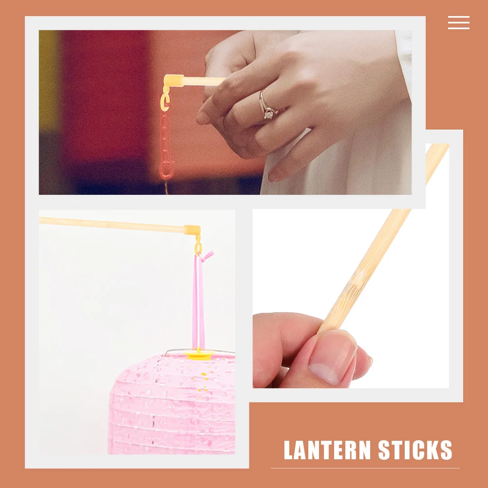 

50 Pcs Lantern Handle Wooden Pole Long Poles Sticks for Paper Lanterns Handheld Abs