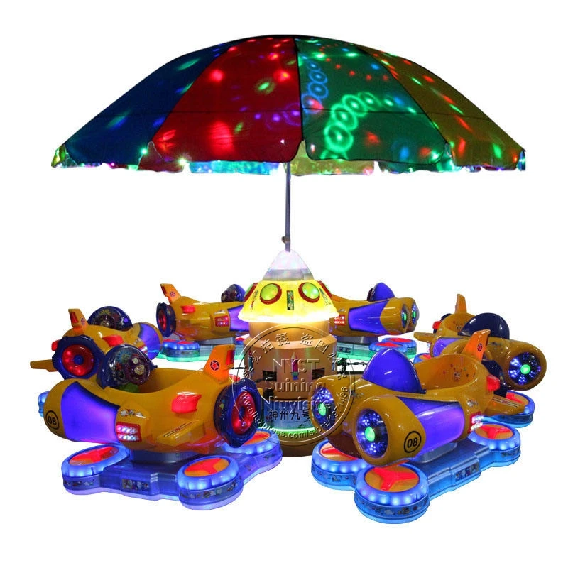 Factory Wholesale 6 Seats Airplane Kids Rotating Carousel Merry Go Round Coin Operated Kiddie Rides Game Machine for Supermarket