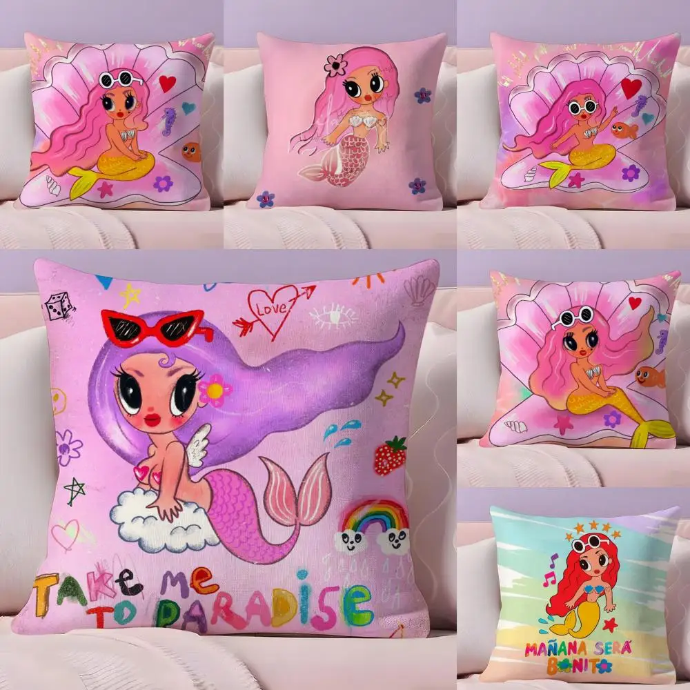 K-Karol G-G Female Singer Cushion Cover Plush Fabric Soft Double-Sided Printed Sofa Warm Winter Home Gift Pillow Cover