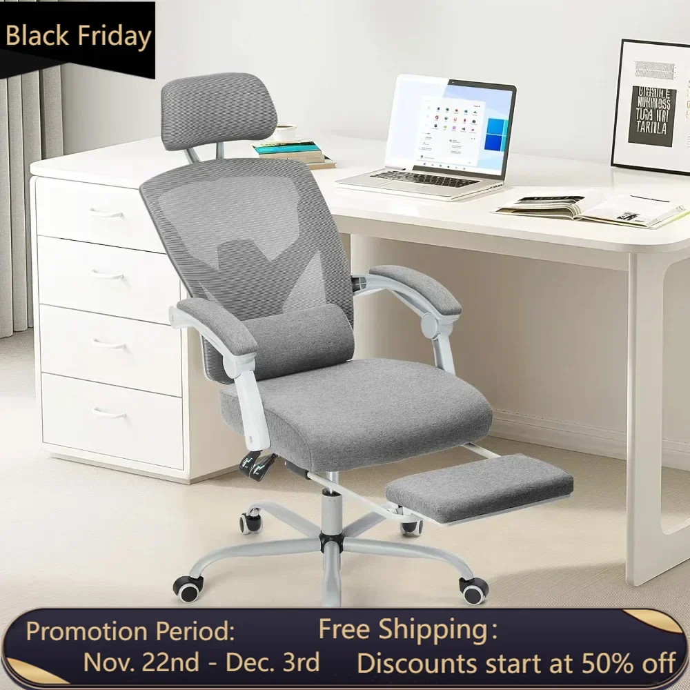 Office Computer Desk Chair, High-Back Mesh Rolling Work Swivel Chairs with Wheels, Comfy Arms for Home, Bedroom, Study, Student