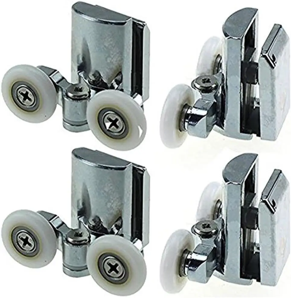 2Sets Bathroom Sliders Precision Dual Wheel Rollers Heavy Duty Metal Build Smooth Gliding for Shower Glass Doors Replacement