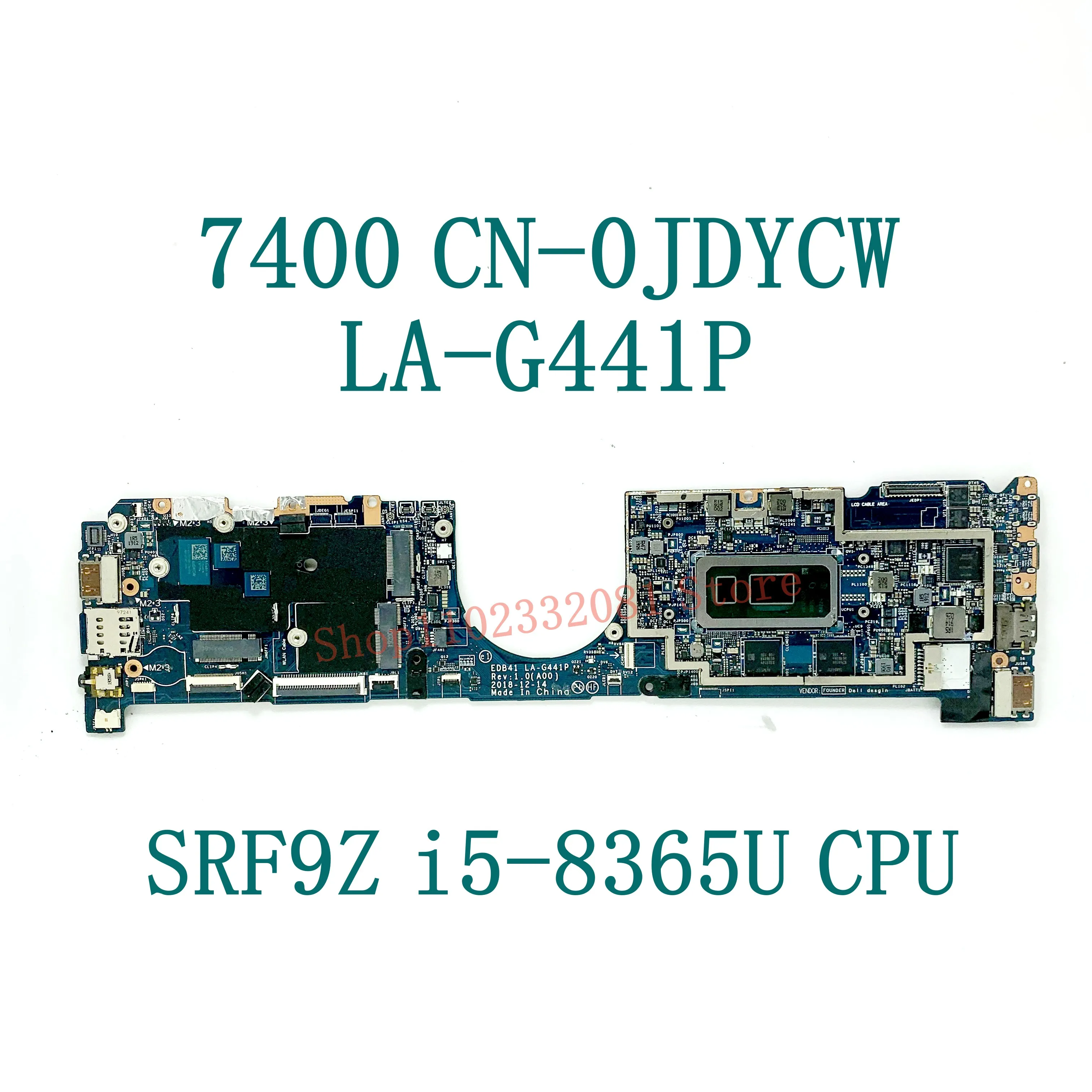 Notebook Motherboard LA-G441P For Dell Latitude 7400 2-in-1 Laptop Motherboard With i5 i7 8th gen CPU 8G/16G RAM 100% Test Work