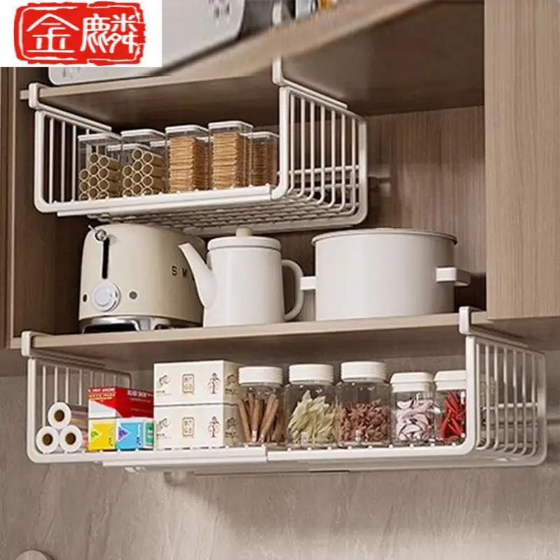 kitchen-hanging-storage-rack-cabinet-door-under-shelf-home-use-layered-basket-storage-metal-no-drilling-required