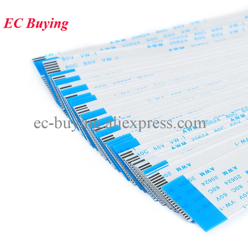 5pcs FPC/FFC 10P Ribbon Flexible Flat Cable Wire Pitch 0.5/1.0mm 6/10/15/20/25/30/40cm Length Forward Reverse Direction Connecto