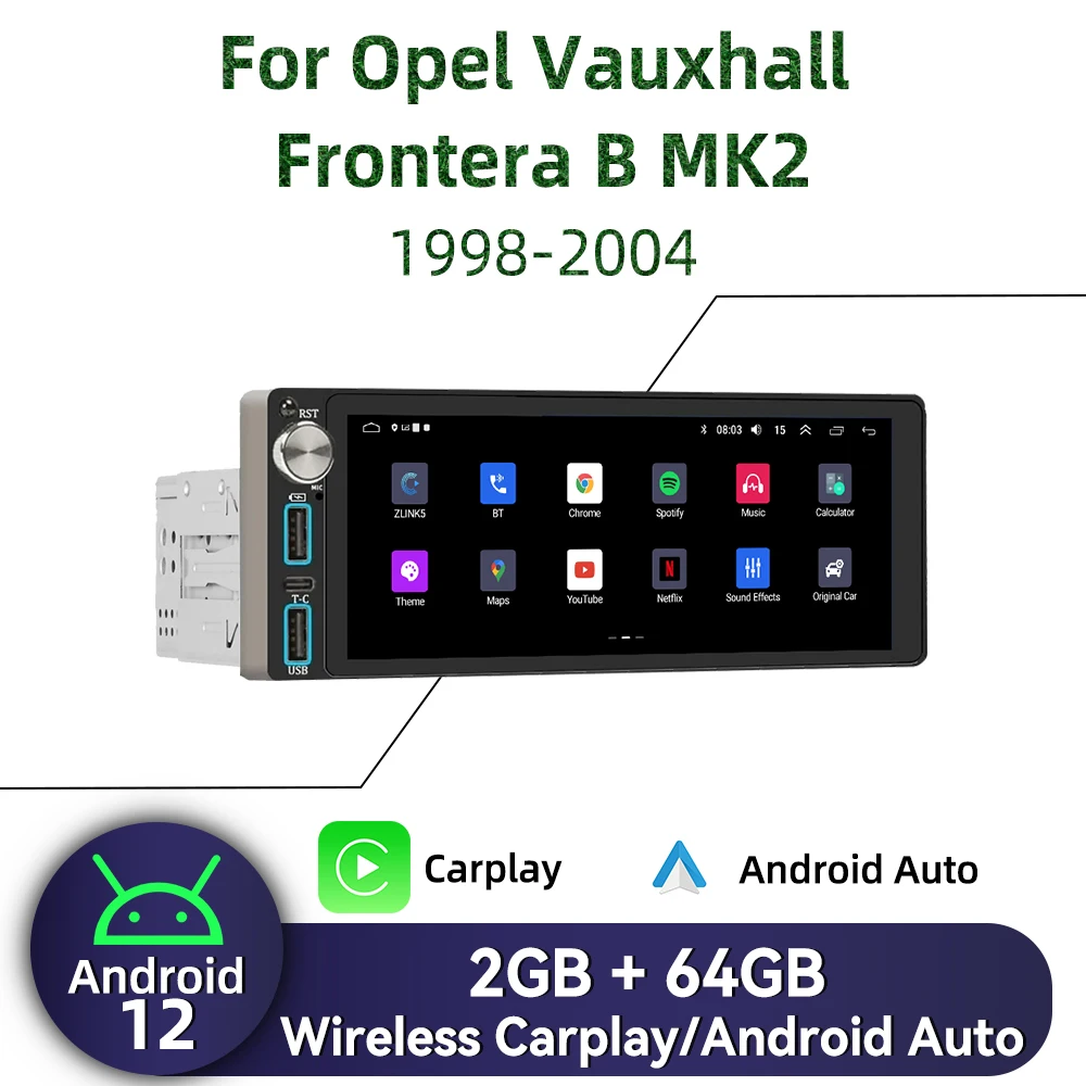 

Мультимедийный экран Carplay 6,86 дюйма, 1Din, Android, Автомагнитола для Opel Vauxhall Sierra B MK2 1998-2004, стерео Автомагнитола с GPS