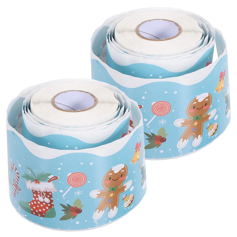 

2 Rolls Border Stickers Board Xmas Bulletin Decorations Decorative Trim Paper