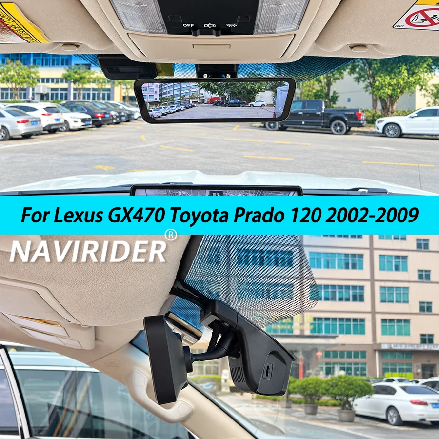 AI Streaming Kit For Lexus GX470 Toyota Prado 120 2002-2009 Blind Spot Monitoring Car Streaming Rearview Mirror Display
