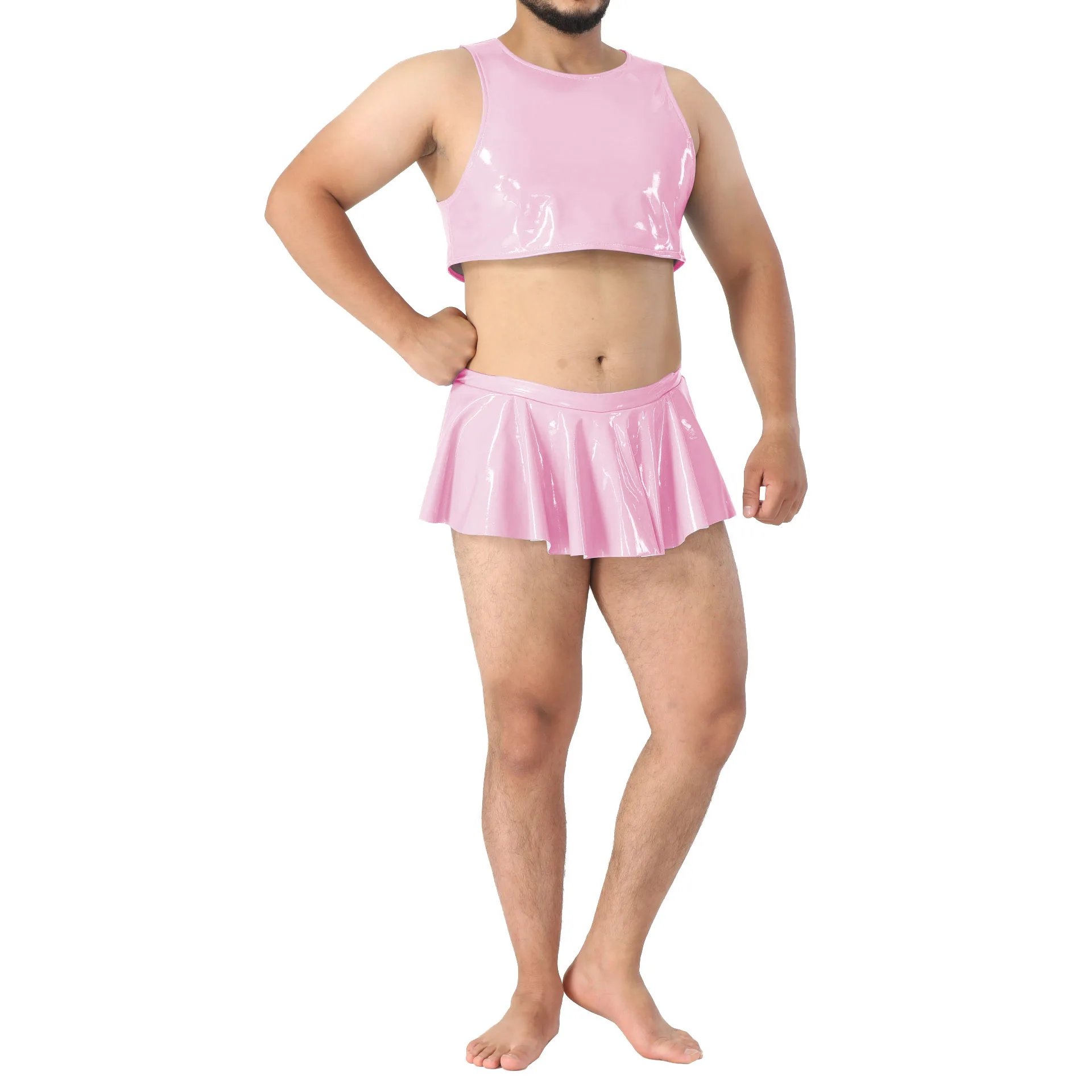 

Sexy High Street Dress Sets Hotties Sleeveless Croped Top with Bodycon Mini Skirts Fantasy Nighclub Party Slim Skirts Outfits