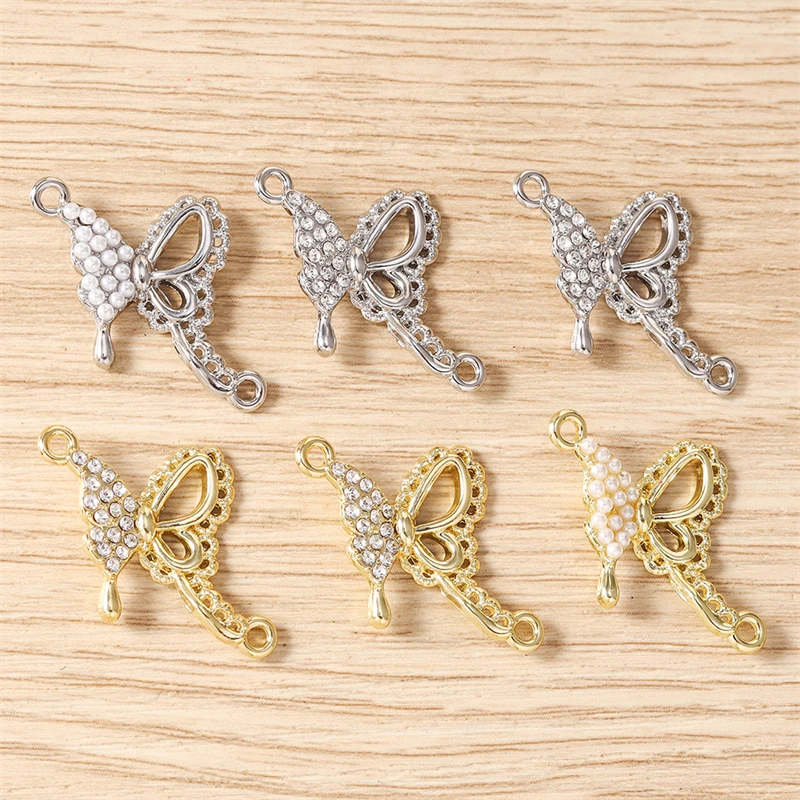 5 Stück Niedliche Kristall-Metall-Schmetterlings-Anhänger für die Herstellung von Ohrringen, Halsketten, Armbändern, DIY-Bastelarbeiten und Schmuckzubehör – Detail 6