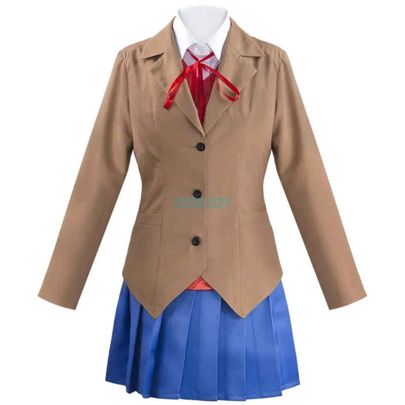 Anime Doki Doki Letterature Club Monika Cosplay Sayori Yuri Natsuki Costume Cosplay School Girl Donna Marrone Uniforme Gonna Vestito