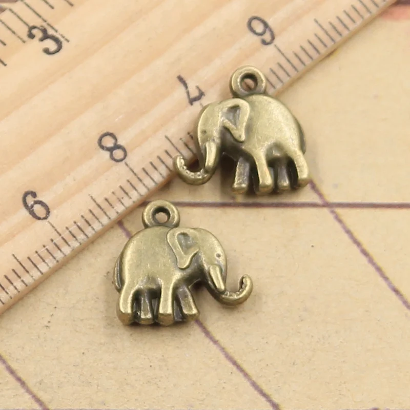 20pcs Charms Lovely Elephant 14x14mm Tibetan Pendants Antique Jewelry Making DIY Handmade Craft For Bracelet Necklace