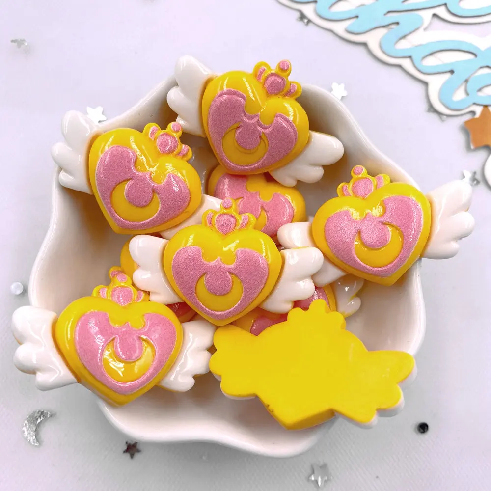 Painted Resin Kawaii Colorful Fairy Magic Stick Girl Figurine Flatback Stone Scrapbook 6PCS DIY Jewelry Decor Accessories Crafts