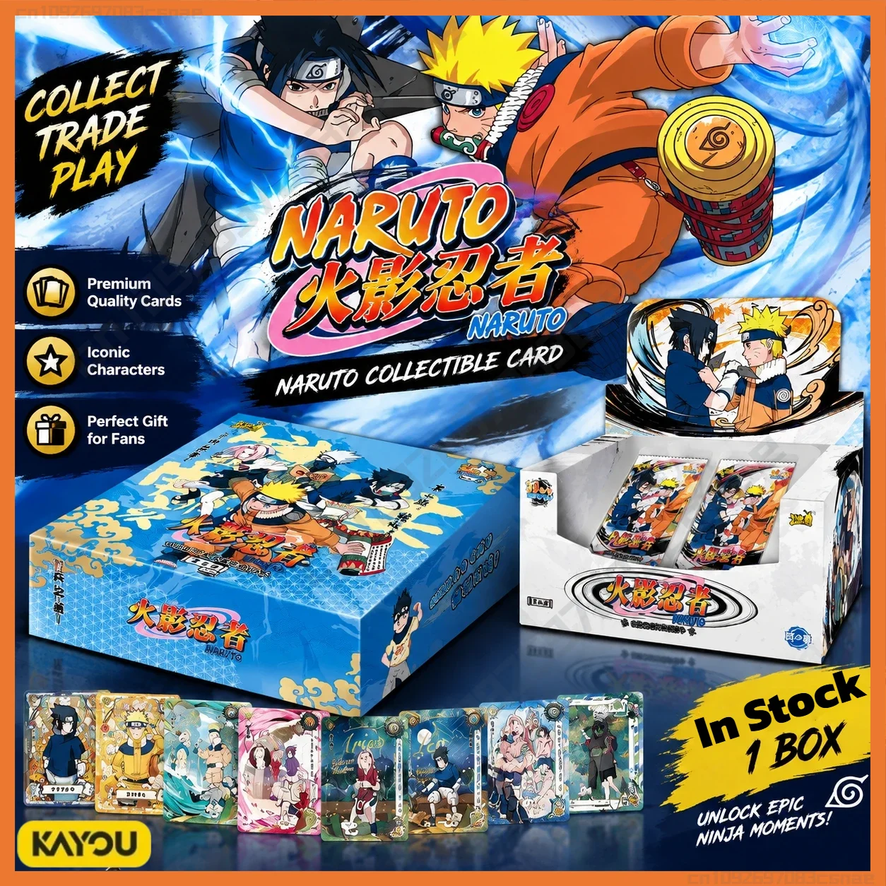 KAYOU Naruto Originalverpackung W8t4 W9t2 Seltene Bp Nr Cr Sammelkarten Kapitel der Ninja-Serie Blindbox Sammlergeschenk