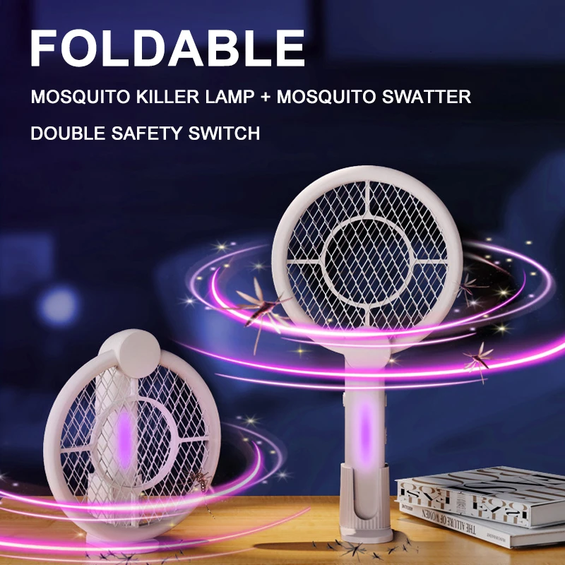 

Foldable Electric Mosquito Killer Beat USB Rechargeable Fly Trap Swatter Insect Bug Zapper Racket with UV Light Anti Mosquitos