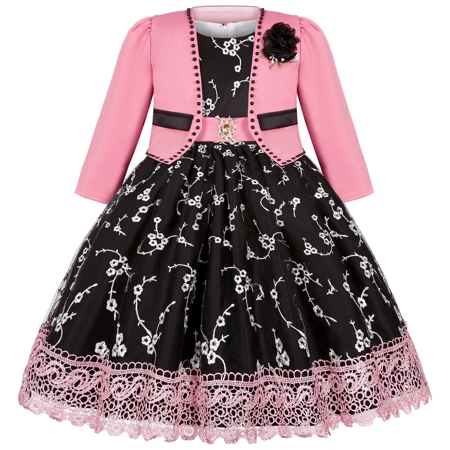 5-14 Years Girls Dress Summer Sleeveless Princess Dress + Long Sleeves Jacket 2Pcs Piano Performance Gown Teenagers Kids Clothes