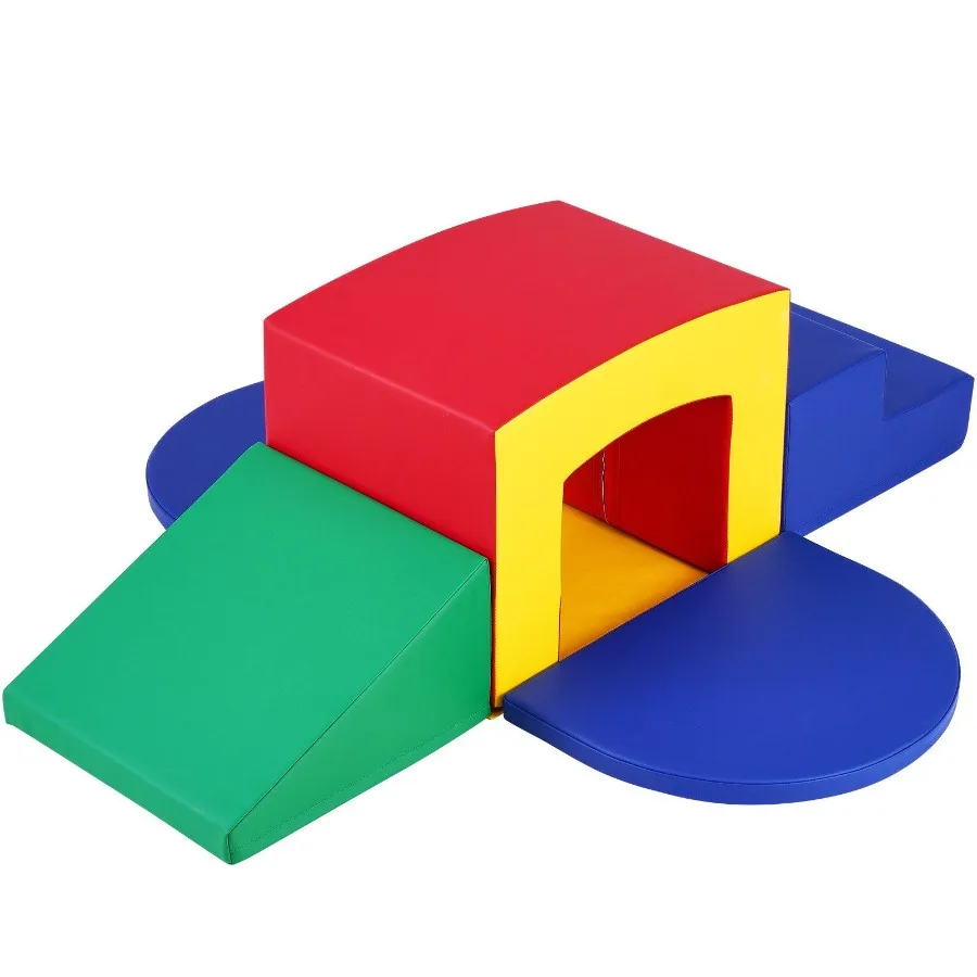 

Toddler Climbing Toys Indoor 5 Piece Climb Crawl and Tunnel Soft Play Equipment Foam Climbing Toys Tunnel Maze with Stairs and