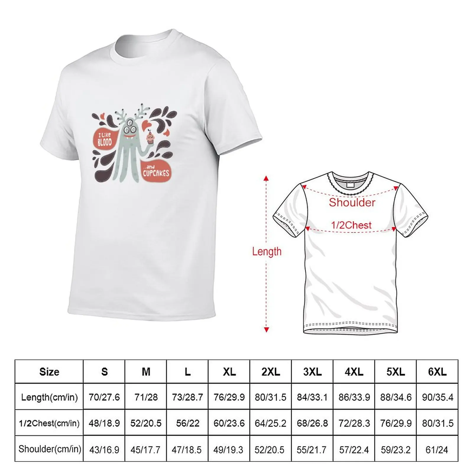 Cute and Creepy Vampire illustration...with a cupcake T-Shirt Basic Simple Casual Short Sleeve Tee
