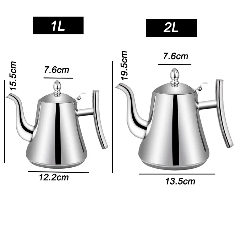 1Pc Stainless Steel Tea Kettle Home Hotel Water Heater Coffee Pot Induction Filter Teapot