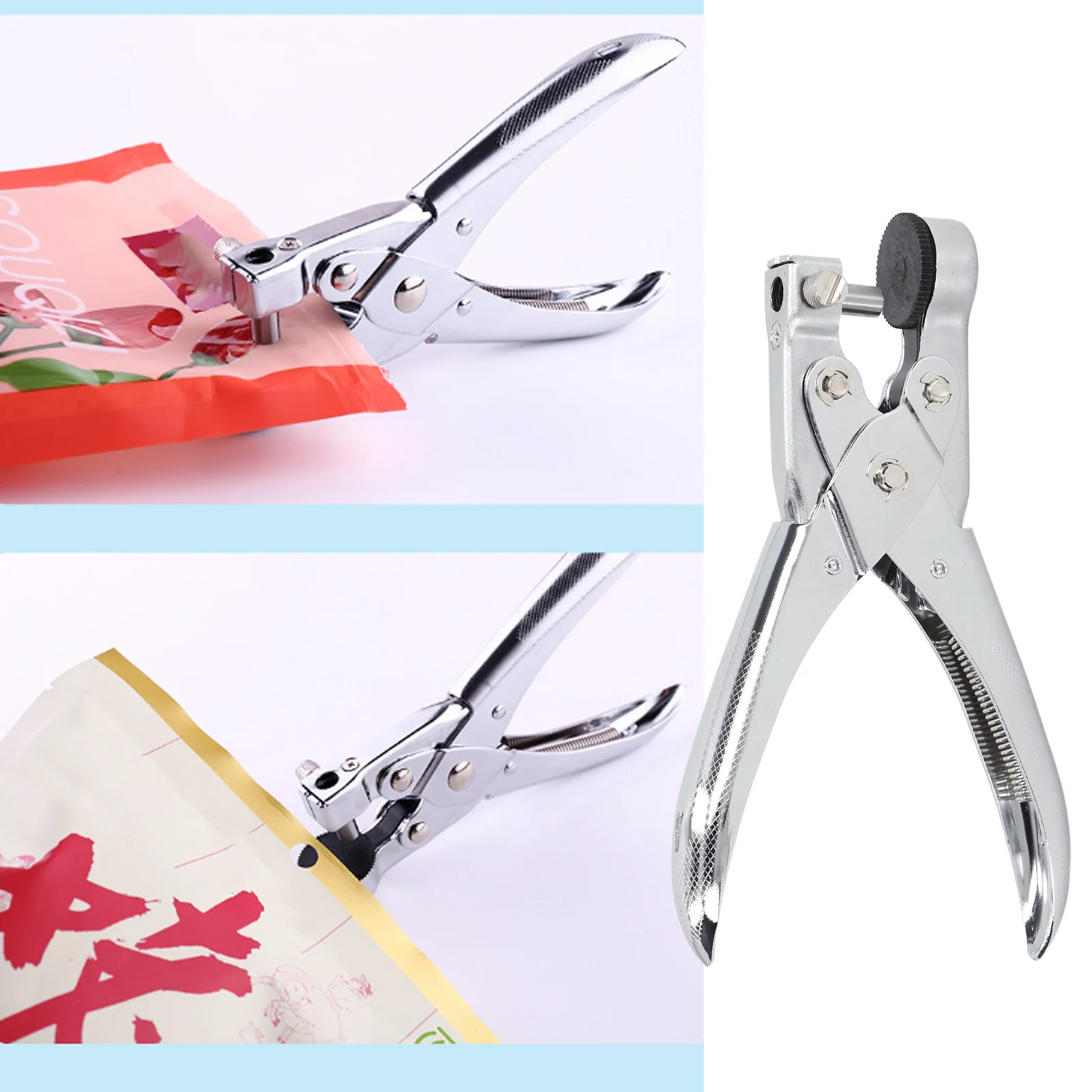 New Iron Plastic Bag Punch Handheld Pliers Structure Vent Hole Punch Handheld Hole Punch Packaging Use