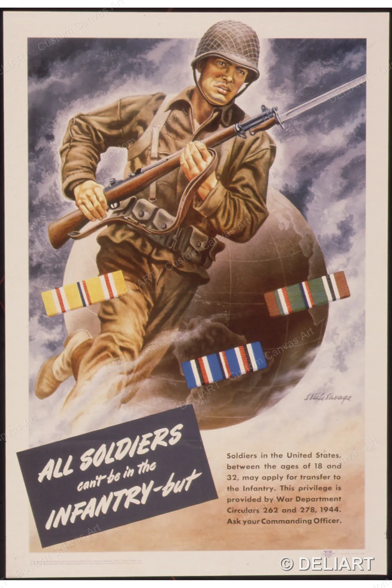 All Soldiers Can't Be in the Infantry, but Vintage WWII Propaganda Canvas Wall Art Poster Print Retro Home Decor Unframed