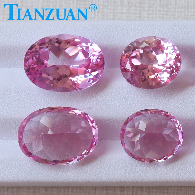 

Synthetic Pink Corundum 1.5# Sakura Pink Color Oval Shape Natural Cut Clear Loose Stone for Jewelry Making