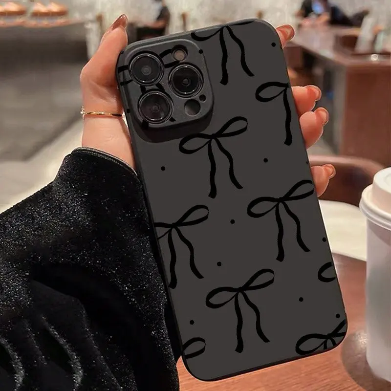 

Black Bowknot Frame Square Phone Case For Xiaomi Redmi 12 13 12C 13C 14C Redmi Note 14 13 12 11 Pro Plus 5G 14 13 12 11 10 Cover
