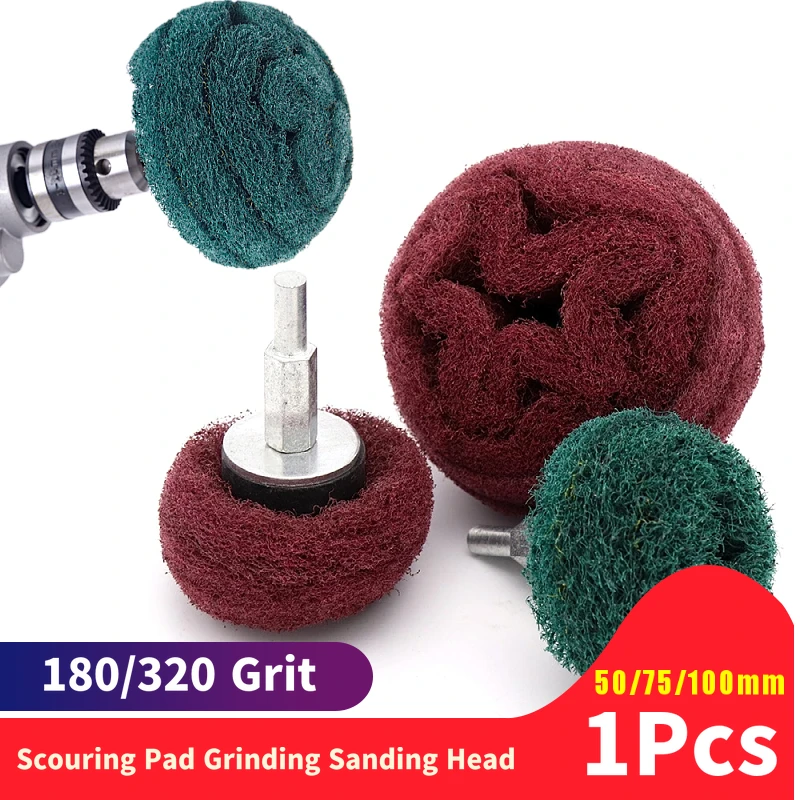 1pc Scouring Pad Grinding Sanding Head Nylon Fiber Polishing Abrasive Buffing Wheel For Drill 1/4