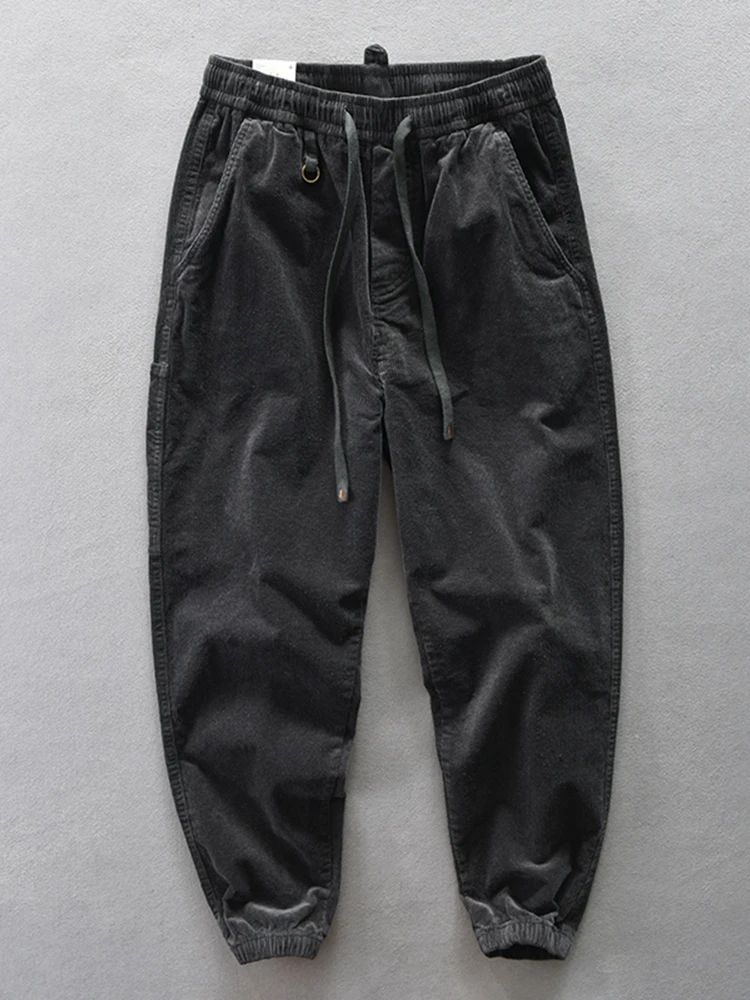 

Loose Men's Corduroy Casual Pants Spring Autumn Japanese Sle Cuffed Workwear Sweatpants Youthful Vitali Harajuku Sle Khaki