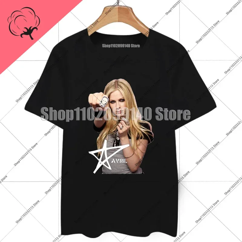 الصيف روك أفريل لافين تي شيرتات قصيرة الاكمام الجولة الرقبة الرجال والنساء المشجعين موضة عادية الشارع تي شيرت تقليدي