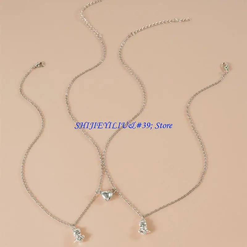 E21F Split Heart Necklace for Best Friend Dinosaur Jewelry Gifts for Girls