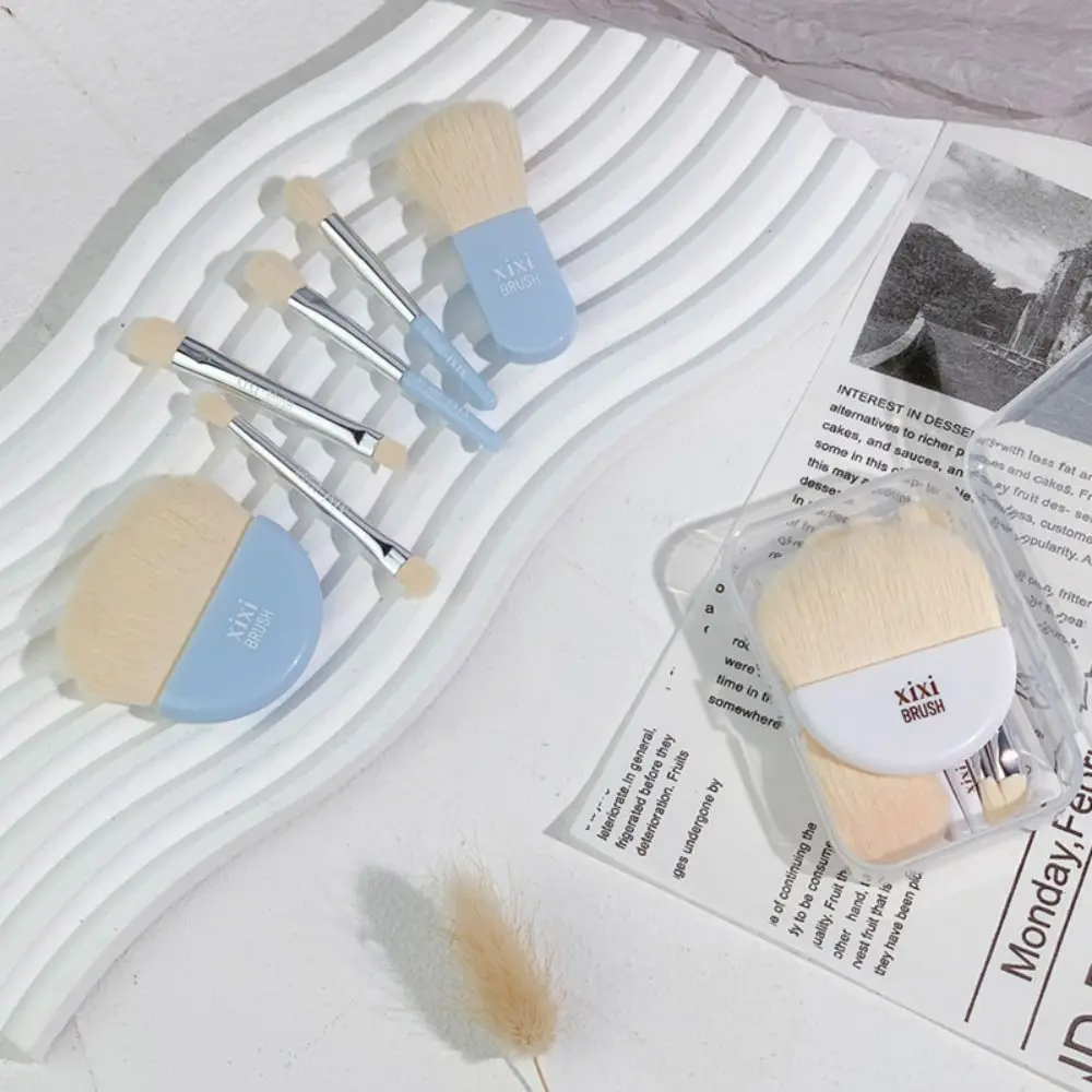 6 pçs mini escova de cílios portátil corretivo escova pincéis de maquiagem conjunto sombra de olho ferramenta beleza fundação