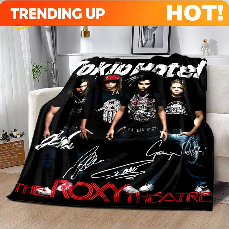 Customize Tokio Hotel Rock Band Bill Kaulitz Blanket,Flannel Soft Throw Blanket for Home Bedroom Bed Sofa Picnic Office Hiking L