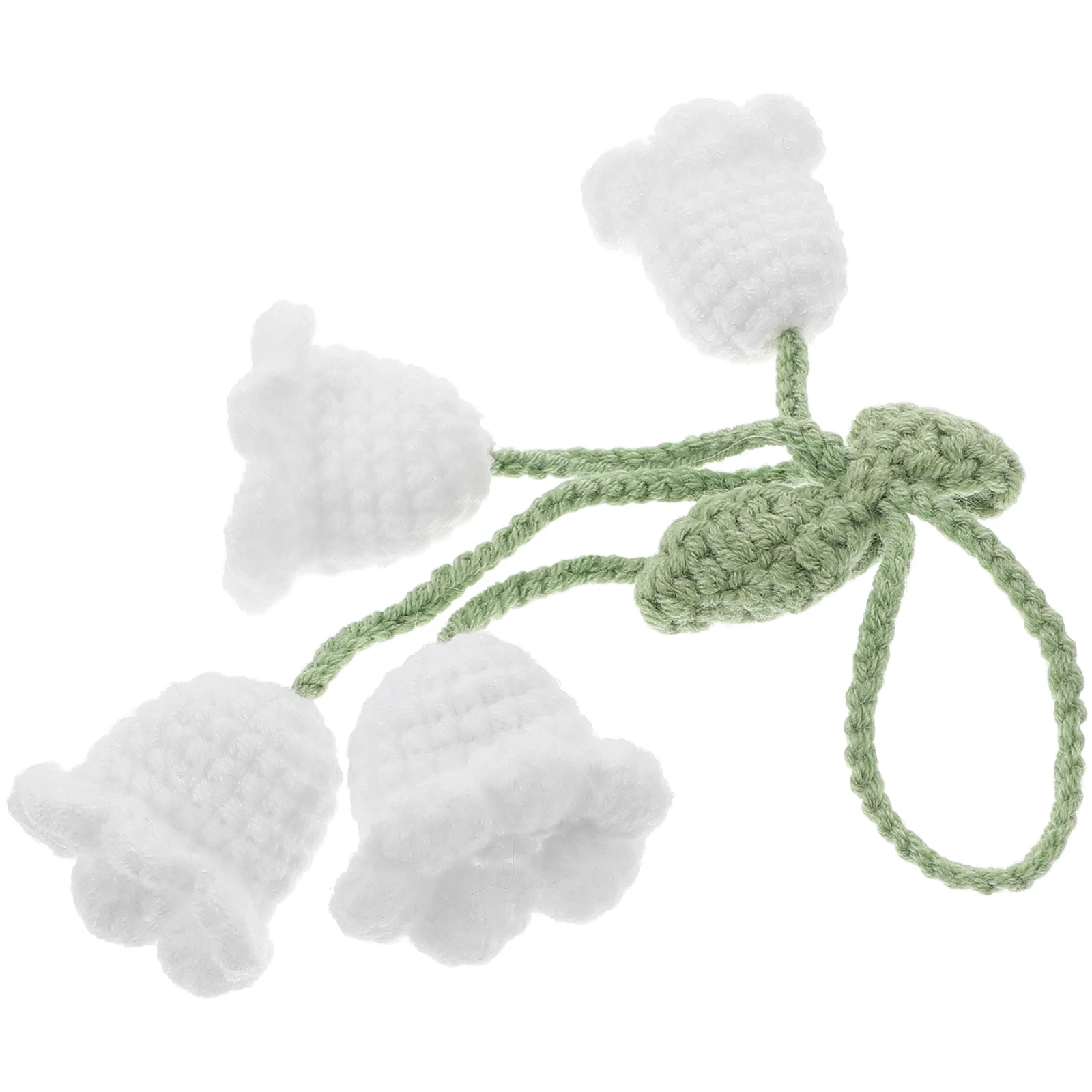 

Creative Crochet Mirror Accessories Handmade Knitted Orchid Flower Keychain Cute Decor Pendant Rear View Mirror Hanging White