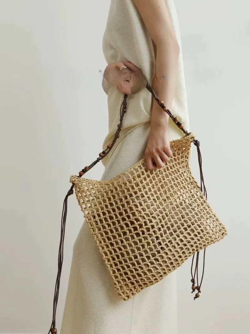 

Lazy Relaxing Feeling Tote Bag Korean Casual Handbag Handwoven Summer Large Capaci Beach Bag Women's Bag