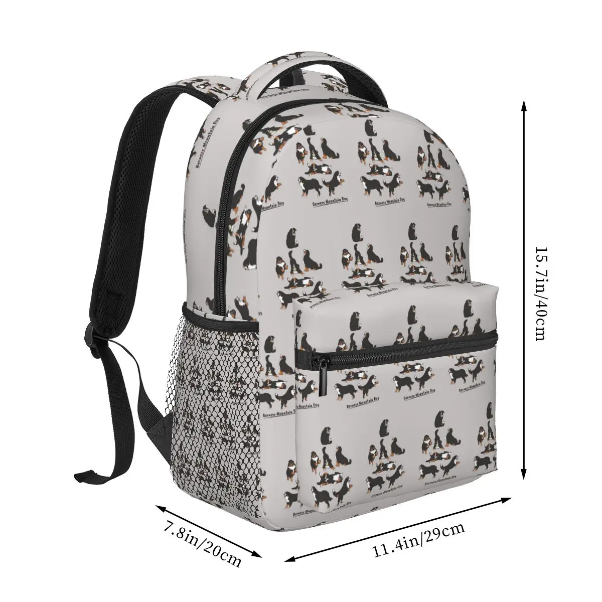 Playing Bernese Mountain Dog - Gray Background Backpack Hot Sale Daypack Large Capacity Children BookBag School Bag Shoulder Bag