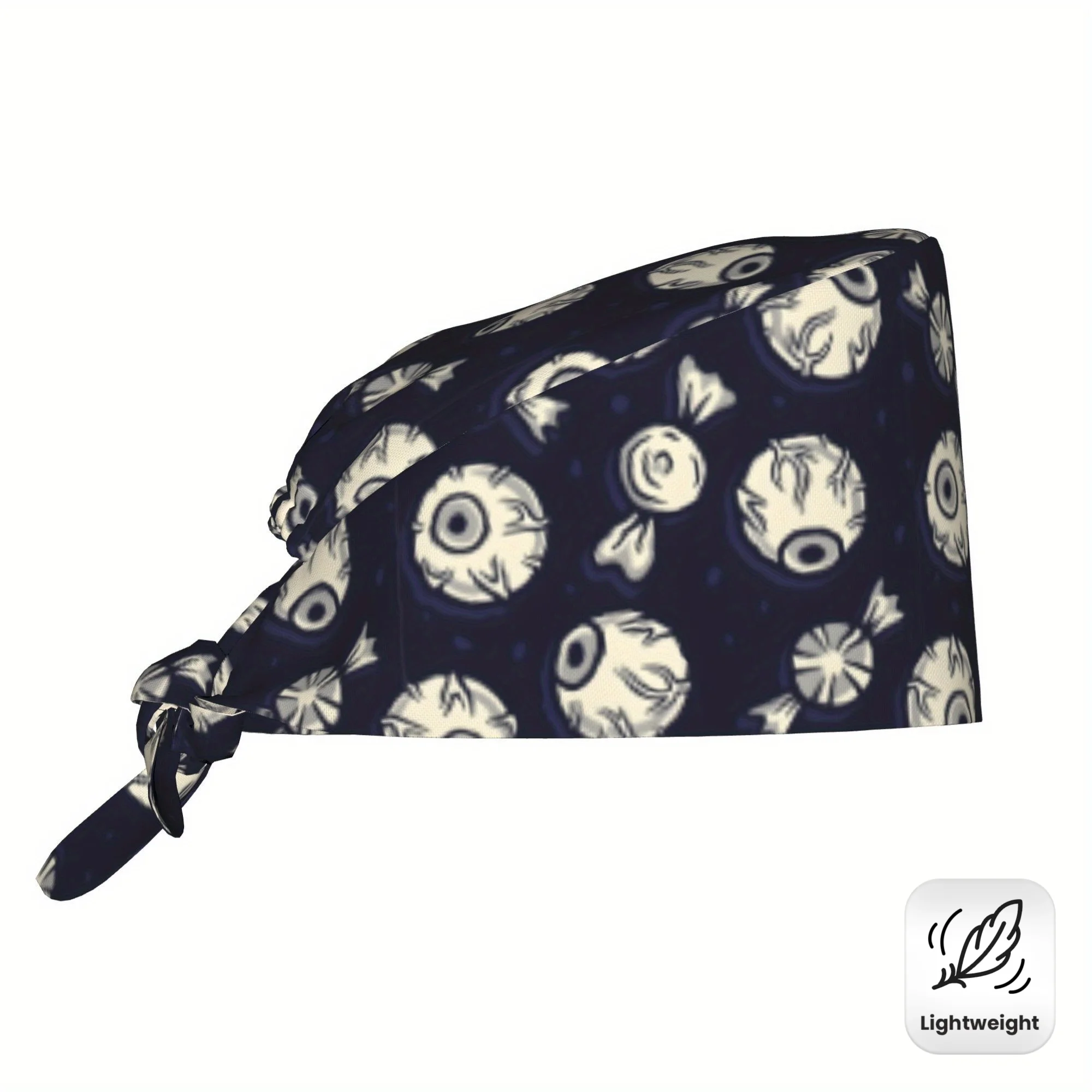 Cute Eyeball Candy Print Scrub Hat Soft Breathable Cap Adjustable Tie Back Cap for Healthcare Workers Salon Use