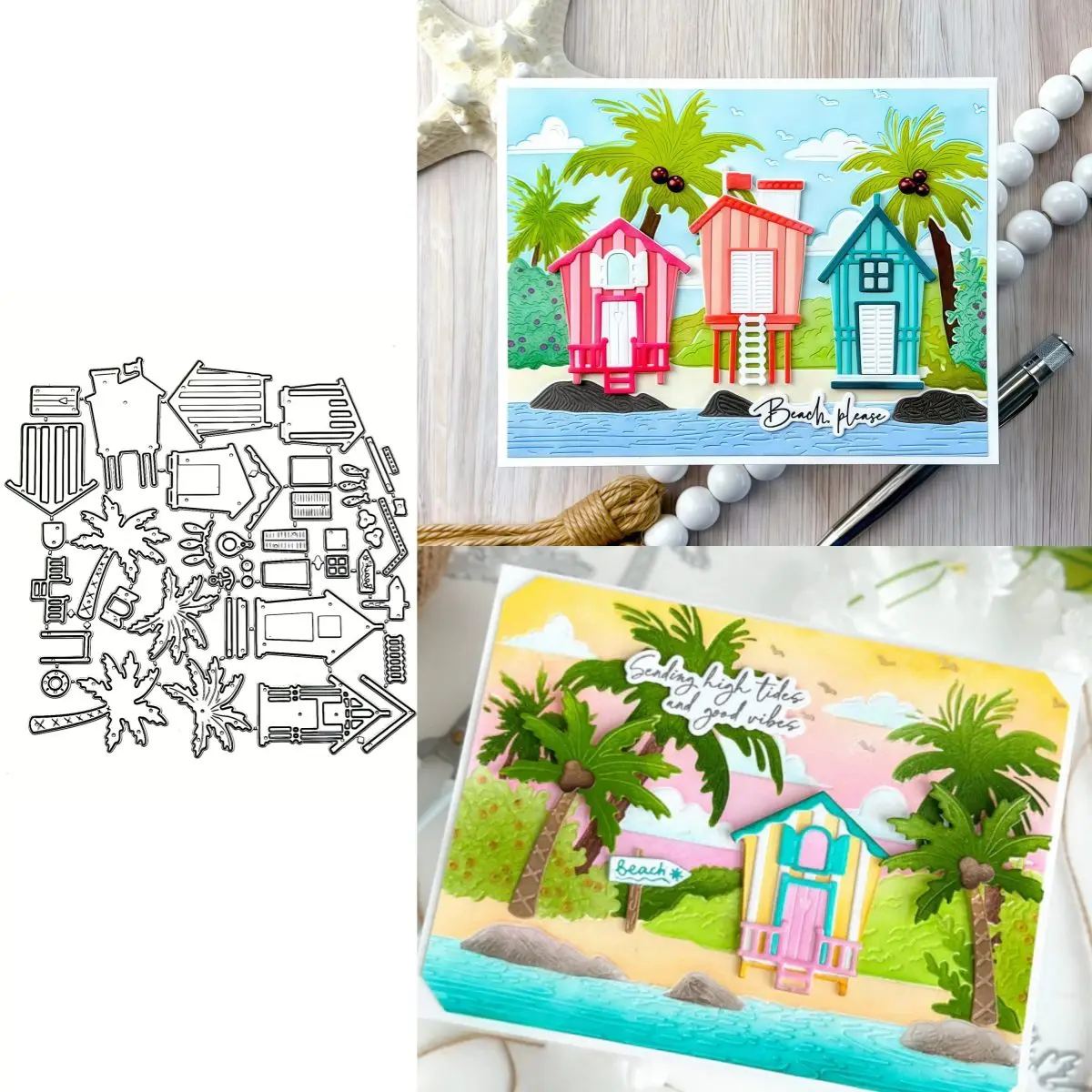 New Arrival Summer Beach House Coconut Palm Metal Cutting Dies for Scrapbook Card Making Stencil Embossing Craft Decoration